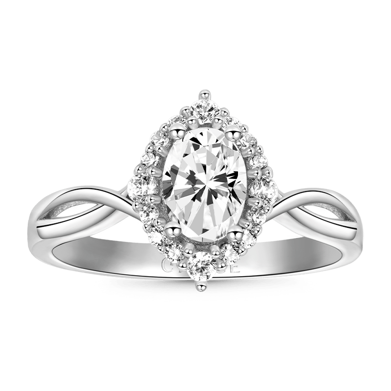 Gnoce Sparkling Four Prong Oval Halo Engagement Ring_1