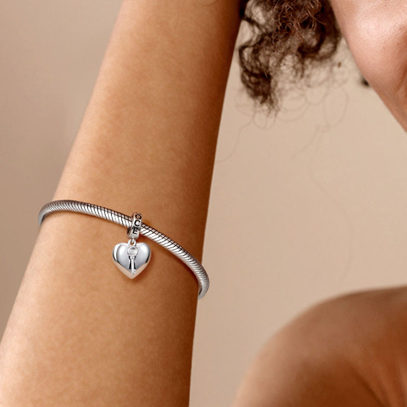 Gnoce Engravable Heart & Key 925 Sterling Silver Pendant_3