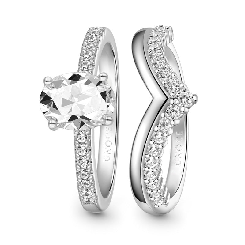 Gnoce Classic Oval Cut Wishbone Stackable Ring Set_3