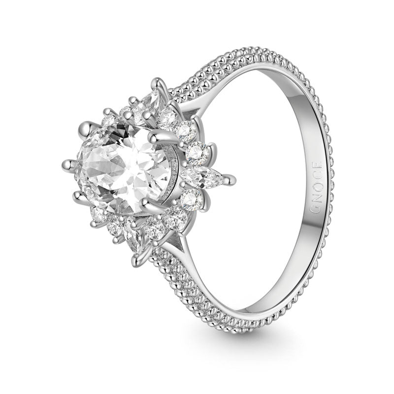Gnoce Shimmering Four Prong Oval Cut Promise Ring_2
