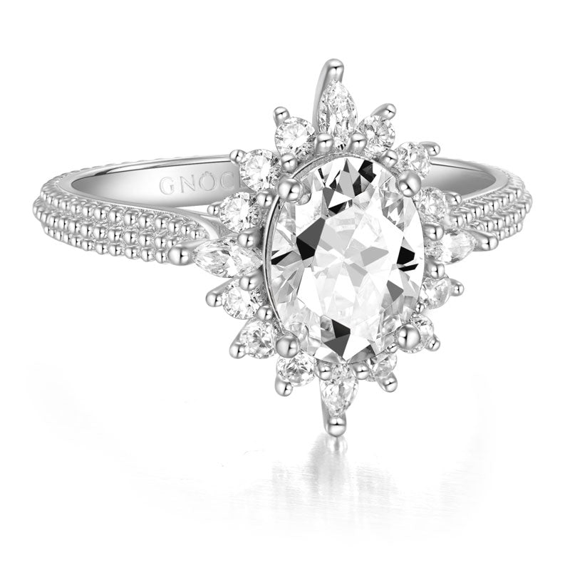 Gnoce Shimmering Four Prong Oval Cut Promise Ring_3