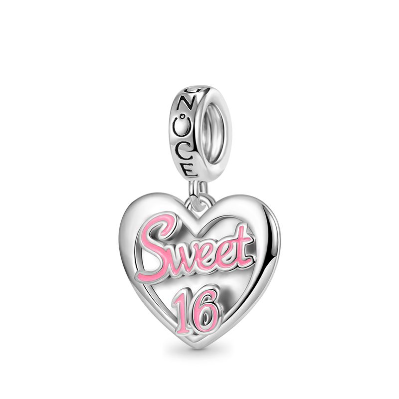 Gnoce "Sweet 16" Heart Engravable Pendant Dangle Charm_2