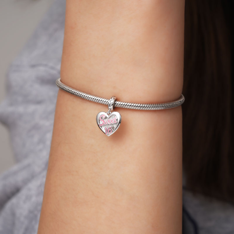 Gnoce "Sweet 16" Heart Engravable Pendant Dangle Charm_4