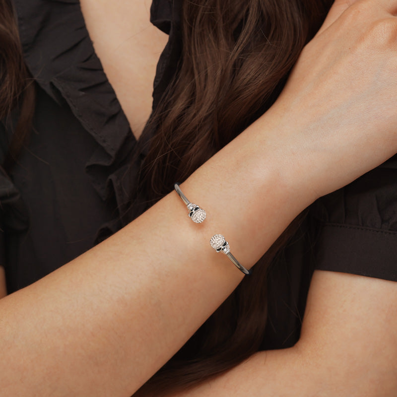 Gnoce Sparkling Skull Open Removable Bangle Bracelet_3