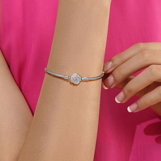 Gnoce Flower Bead Basic Snake Chain Bracelet_4