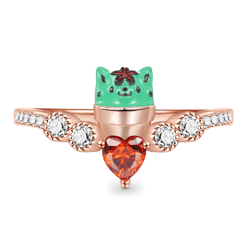 Gnoce Cactus of Love Heart Ruby V-Ring_1