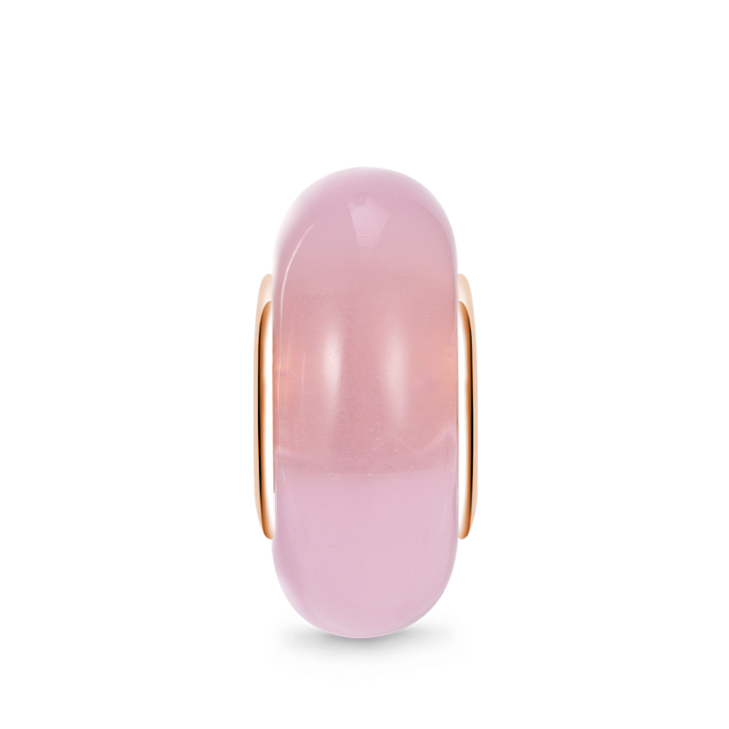 Natural Rose Quartz Charm Bead 925 Sterling Silver 18K Rose Gold Heart Hole_1