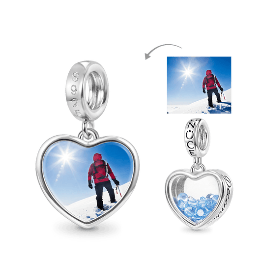 Gnoce Dec.Birthstone Heart Personalized Photo Pendant Dangle Charm_1