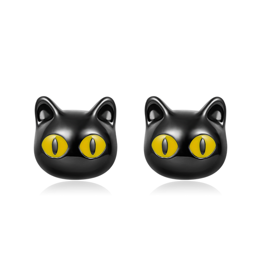 Gnoce Black Cat Stud Earrings_1
