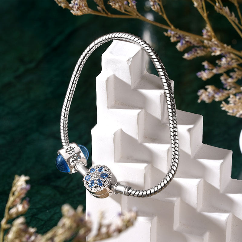 Gnoce Sparkling Snowflake Basic Snake Chain Bracelet_3