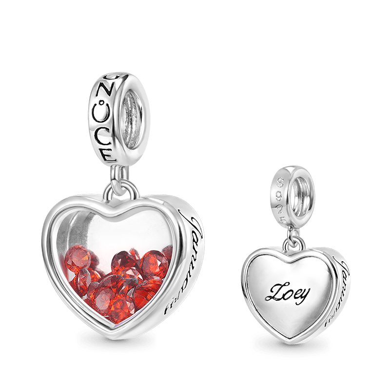 Gnoce Jan.Birthstone Heart Engravable Pendant Dangle Charm_1