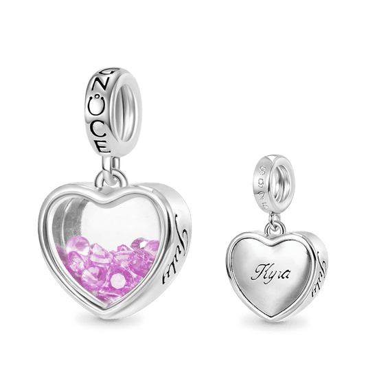 Gnoce Jul.Birthstone Heart Engravable Pendant Dangle Charm_1