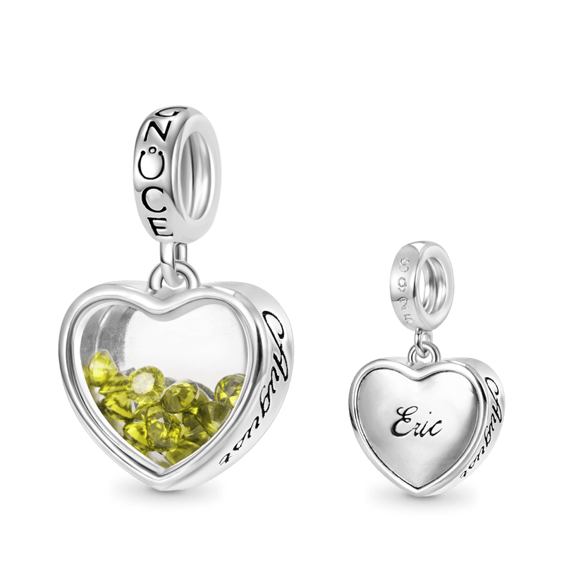 Gnoce Aug.Birthstone Heart Engravable Pendant Dangle Charm_1