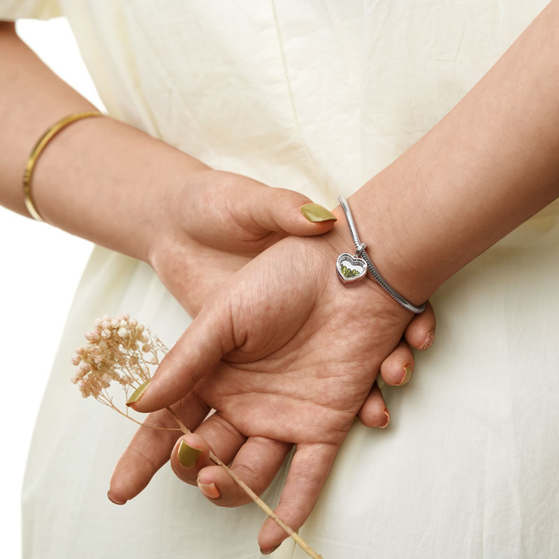 Gnoce Aug.Birthstone Heart Engravable Pendant Dangle Charm_3