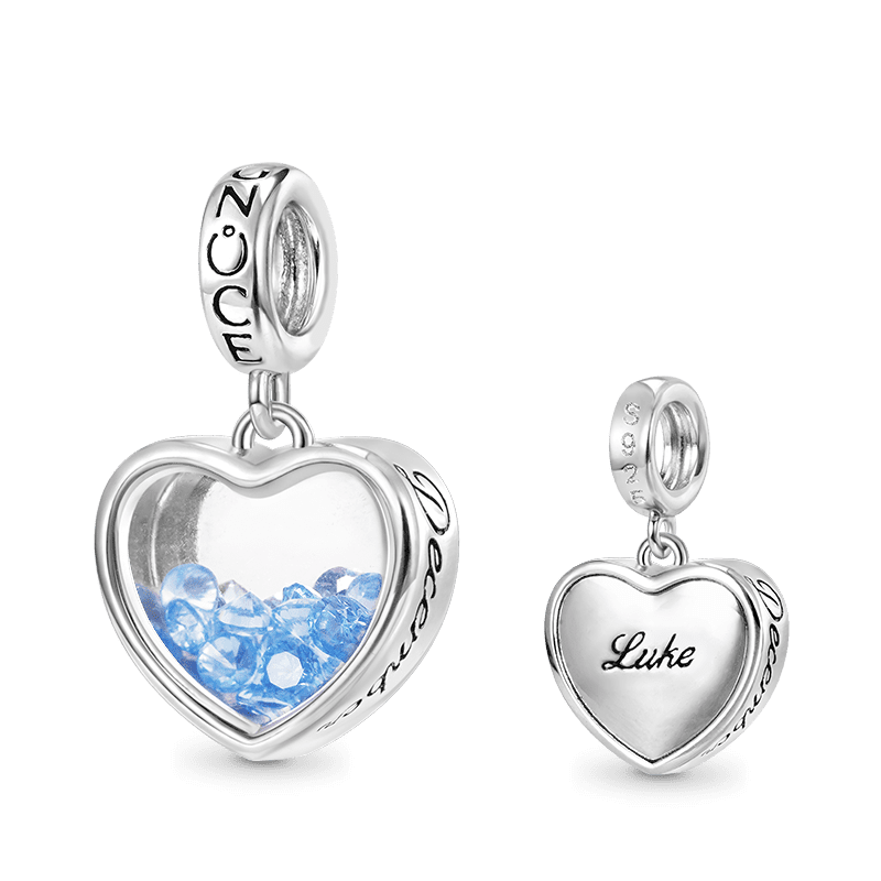 Gnoce Dec.Birthstone Heart Engravable Pendant Dangle Charm_1