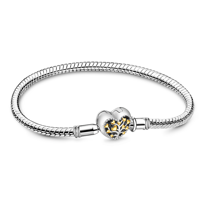 Gnoce Tree of Life Heart Basic Snake Chain Bracelet_2