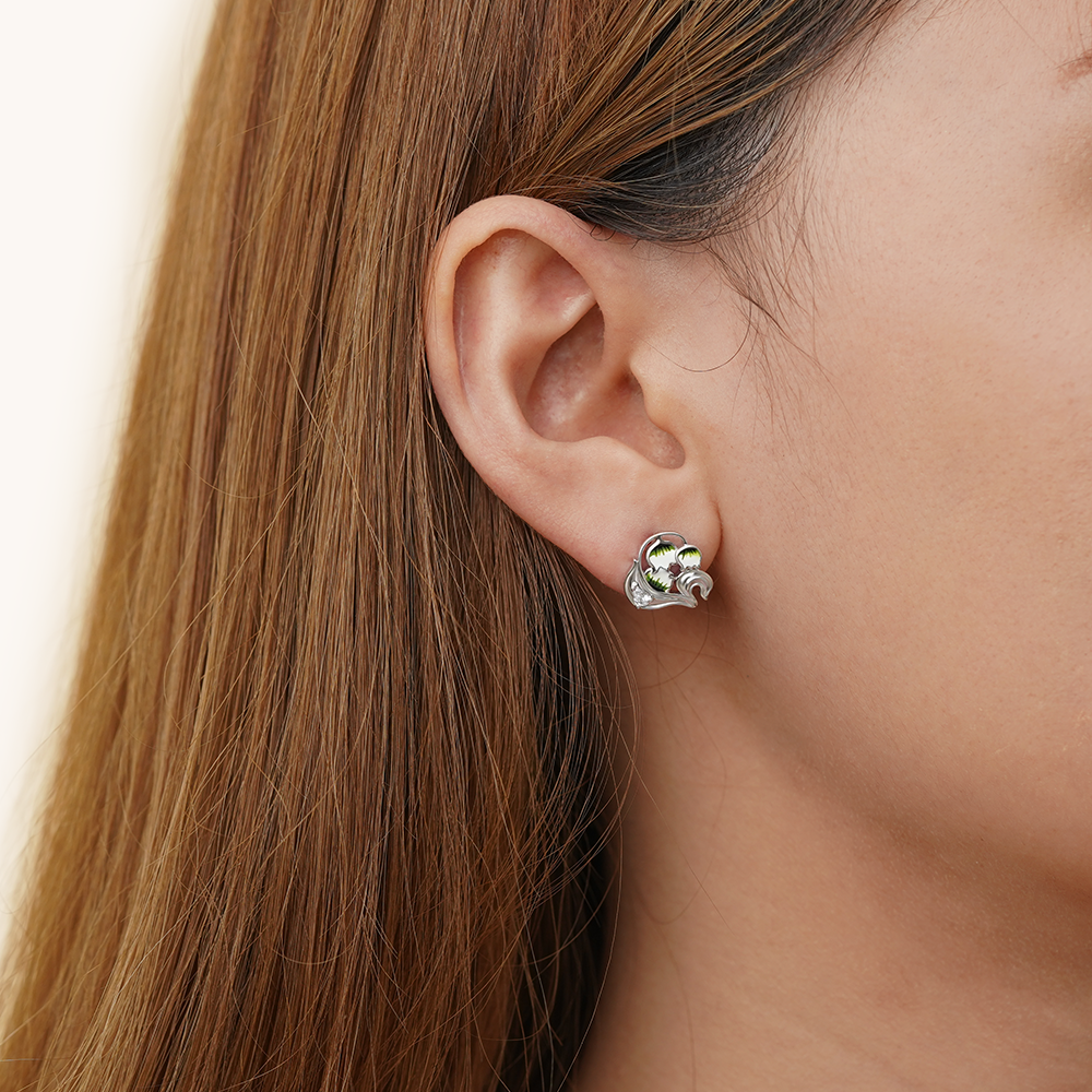 Gnoce Lily of the Valley Flower Stud Earrings_3
