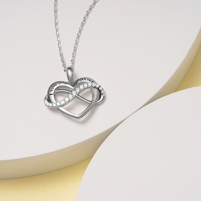 Gnoce Sparkling Infinite love Heart Necklace_2