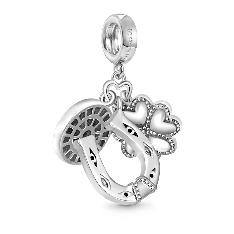 Gnoce Horseshoe, Clover & Devil's Eye Triple Pendant Dangle Charm_2