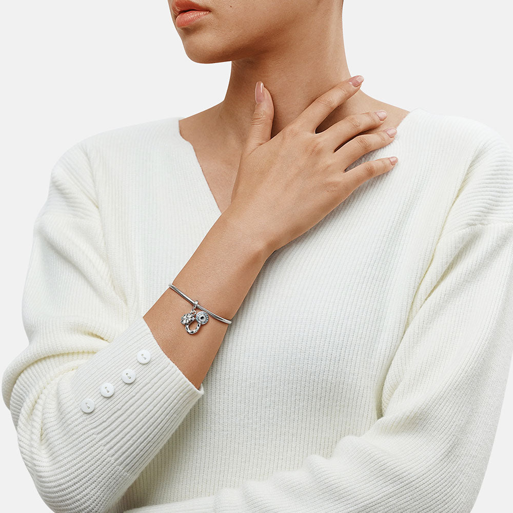 Gnoce Horseshoe, Clover & Devil's Eye Triple Pendant Dangle Charm_4