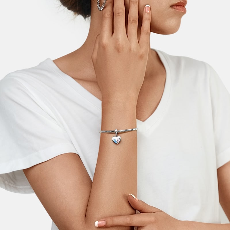 Gnoce Baby Footprints Heart Engravable Pendant Dangle Charm_2