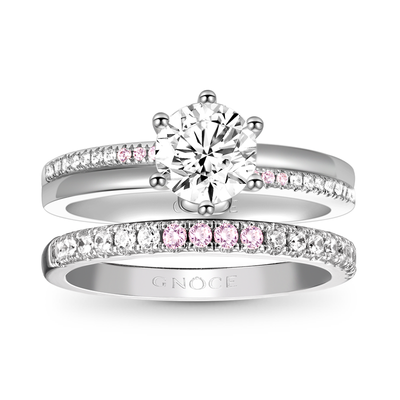 Gnoce Double Clear Round Cut Stackable Ring Set_1