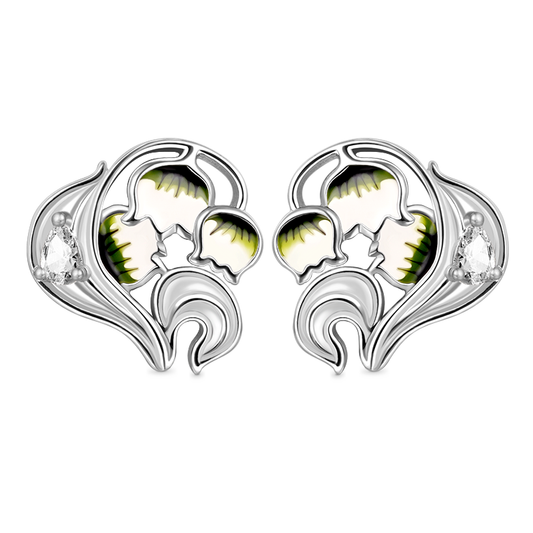 Gnoce Lily of the Valley Flower Stud Earrings_1