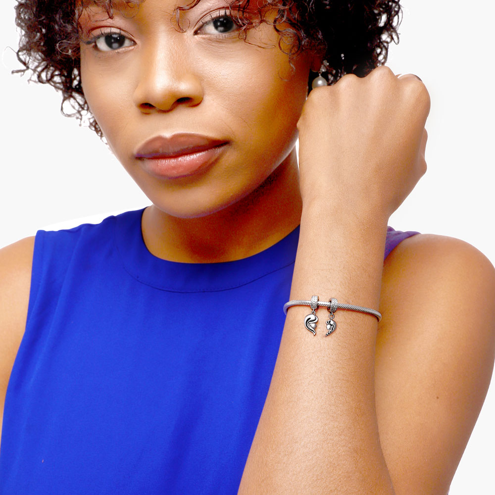 Gnoce "Maternal Bond" Matching Heart Mother and Daughter Love Silver Pendant Locket fit for Bracelet/Necklace_4