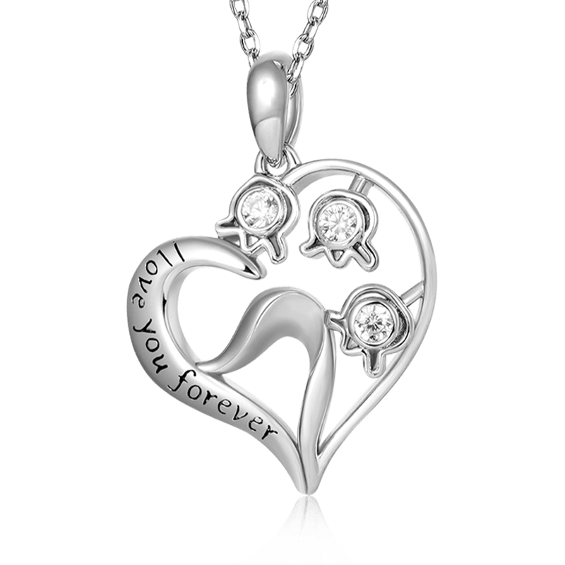 Gnoce "Love You Forever" Lily of the Valley Flower Heart Necklace_1