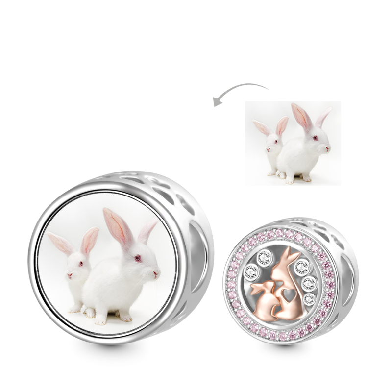 Gnoce Rabbit Mother&Baby Personalized Photo Charm_1