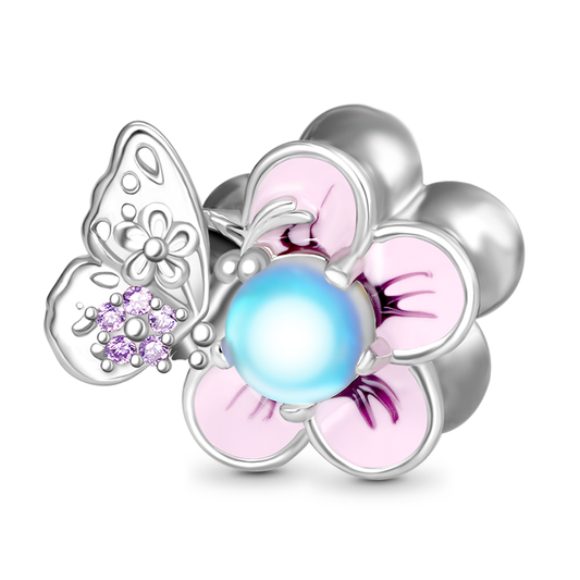 Gnoce Butterfly Loves Cherry Blossom Moonstone Charm_1
