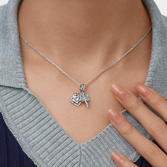 Gnoce Butterfly Key Lock Double Pendant Dangle Charm_7