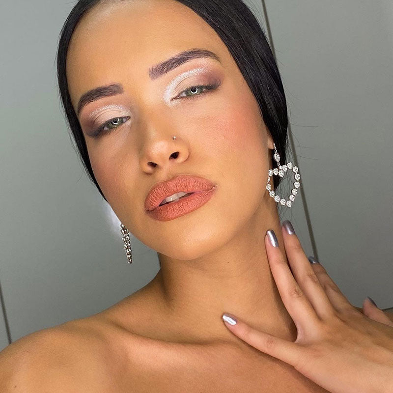 Heart Diamond Dangle Earrings with Sterling Silver_4