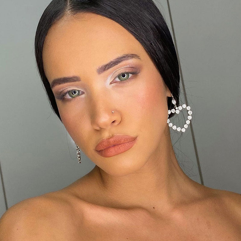 Heart Diamond Dangle Earrings with Sterling Silver_3