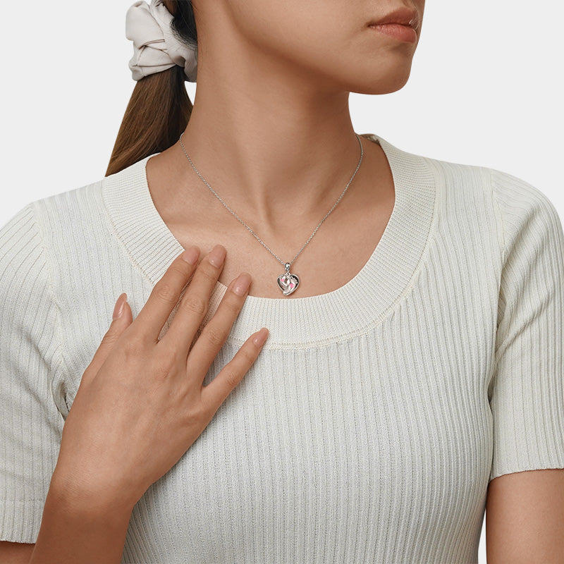 Gnoce Baby Footprints & Love Heart Engravable Photo Double Pendant Dangle Charm_3