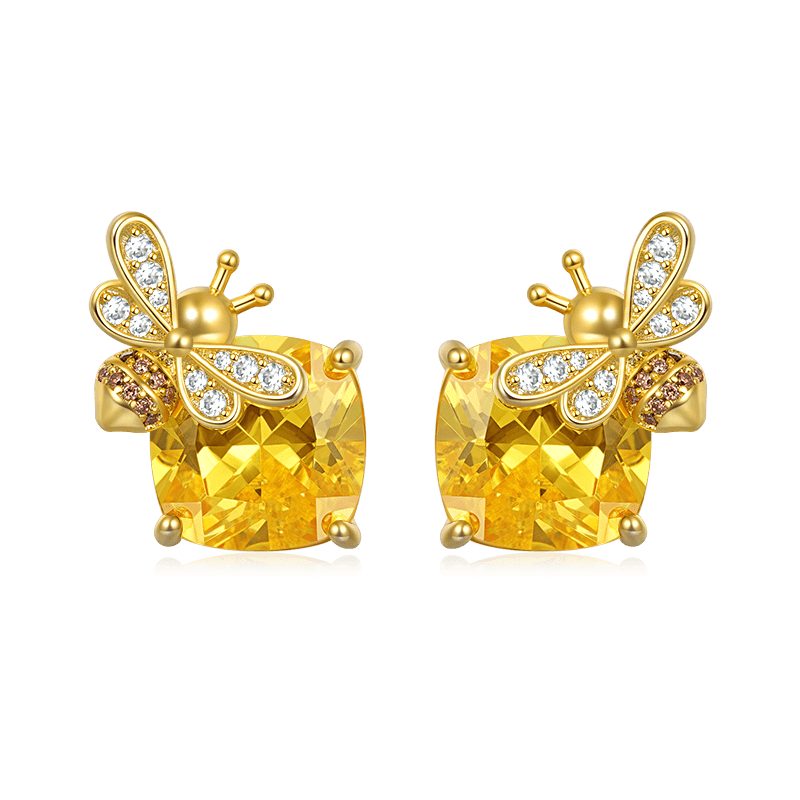 Gnoce Sparkling Honey Bee Stud Earrings_1