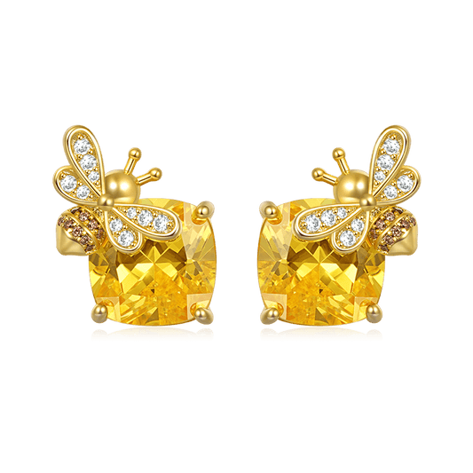 Gnoce Sparkling Honey Bee Stud Earrings_1