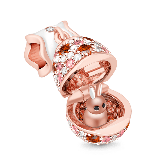 Gnoce "Unexpected Surprise" 925 Sterling Silver Colorful Cubic Zirconia Rabbit Beads Charms Easter Gift_1