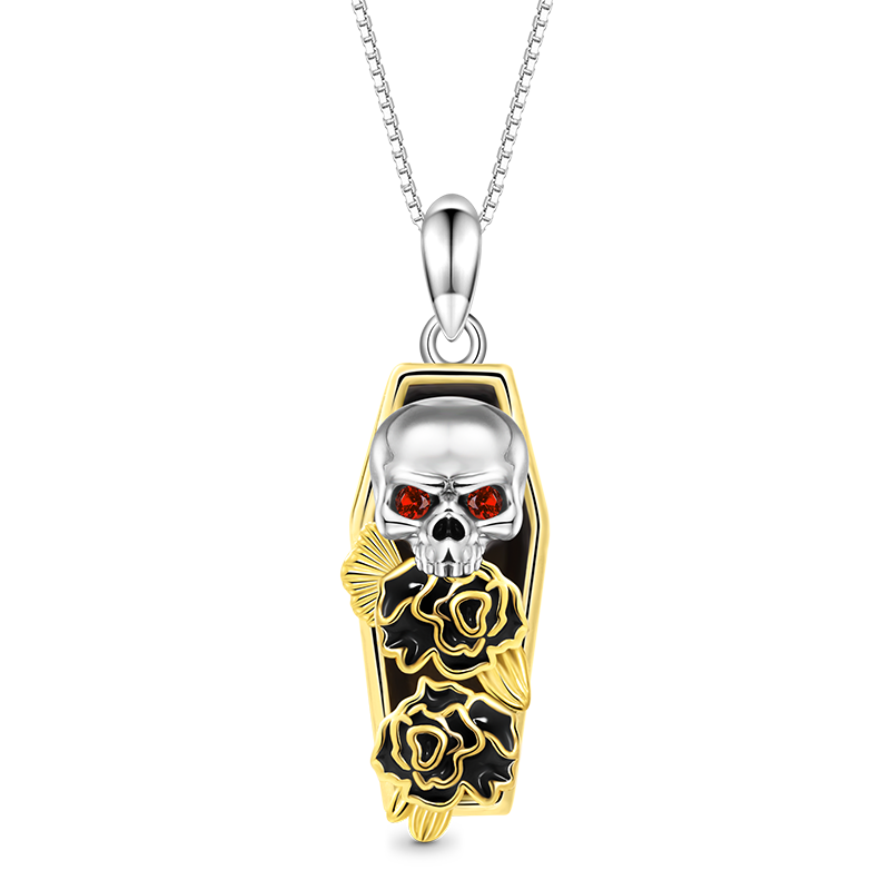 Gnoce Skull with Roses in the Coffin Necklace_1