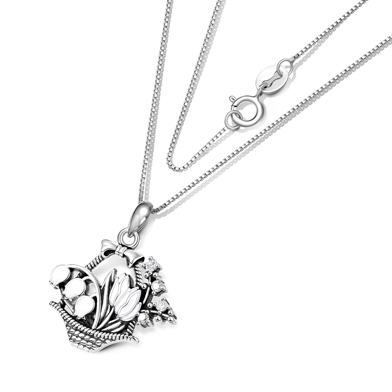 Gnoce Vintage Flower Basket Necklace_2