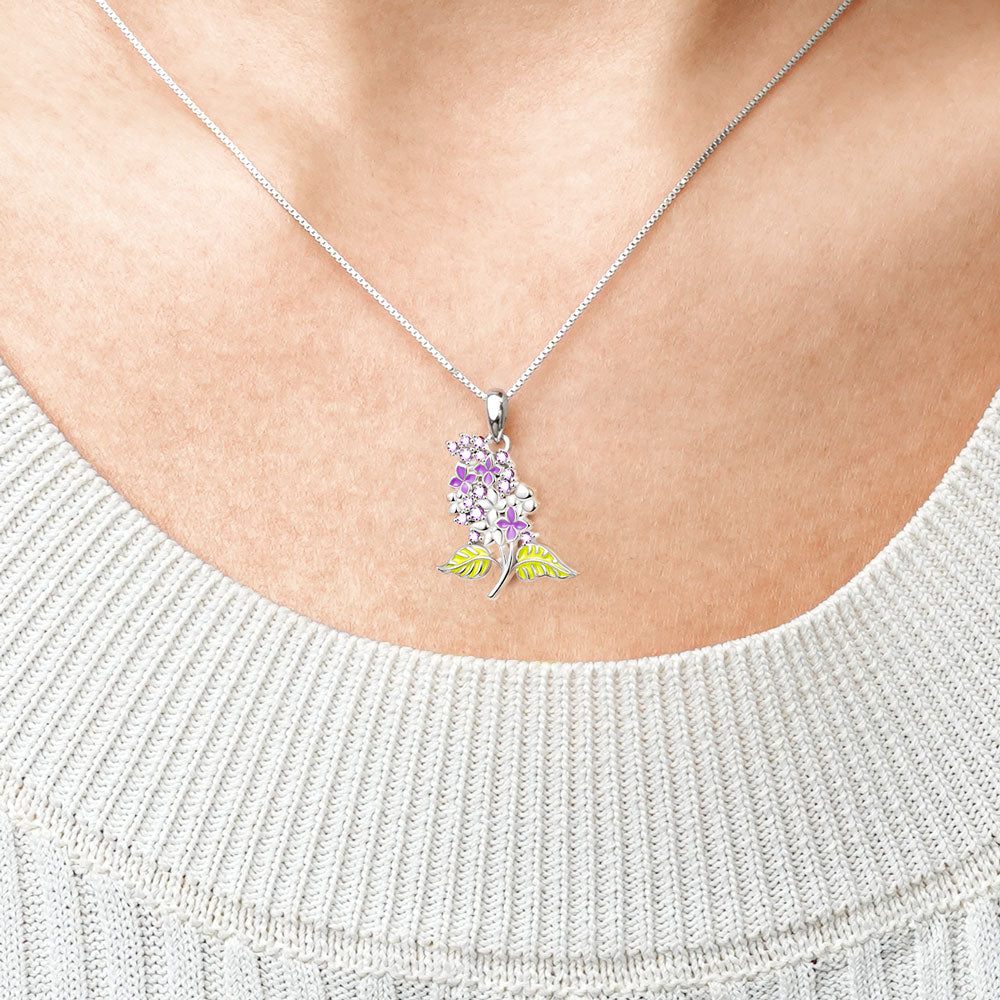 Gnoce Purple Lilac Flower Necklace_5