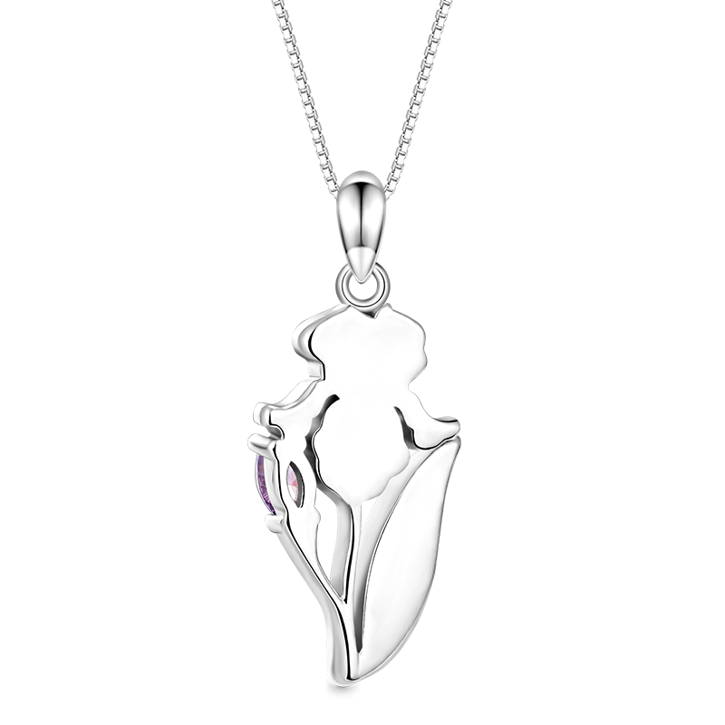 Gnoce Purple Iris Flower Necklace_2