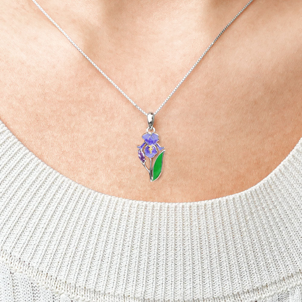 Gnoce Purple Iris Flower Necklace_5