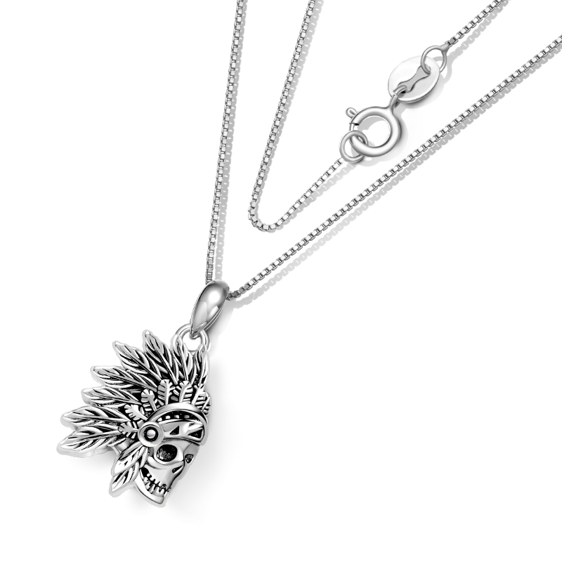 Gnoce Indian Blackened Skull Necklace_2