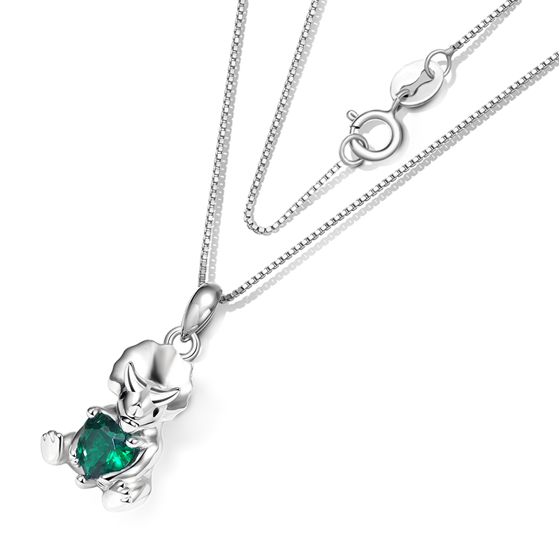 Gnoce Triceratops Embraces Heart Gem Necklace_2