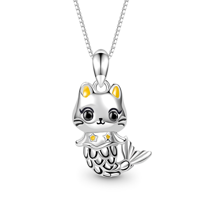 Gnoce Cute Cat Mermaid Necklace_1