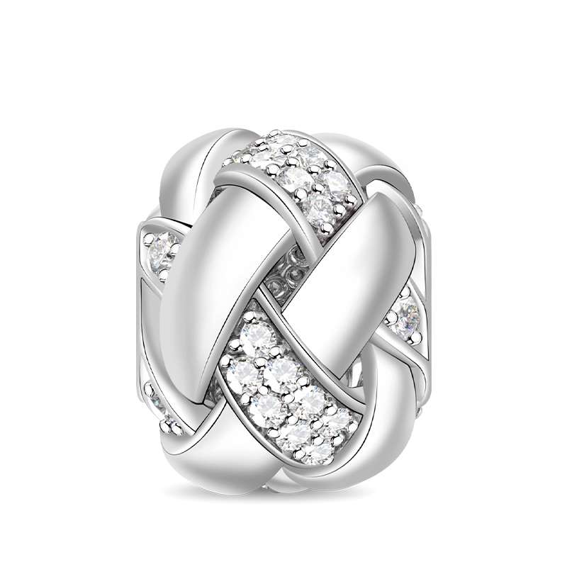 Gnoce "Interwoven love" 925 Sterling Silver Charm with Cubic Zirconia Handcrafted to Your Bracelet or Necklace_1