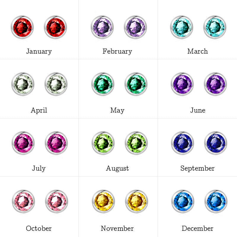 Gnoce Birthstone Round Stud Earrings_5