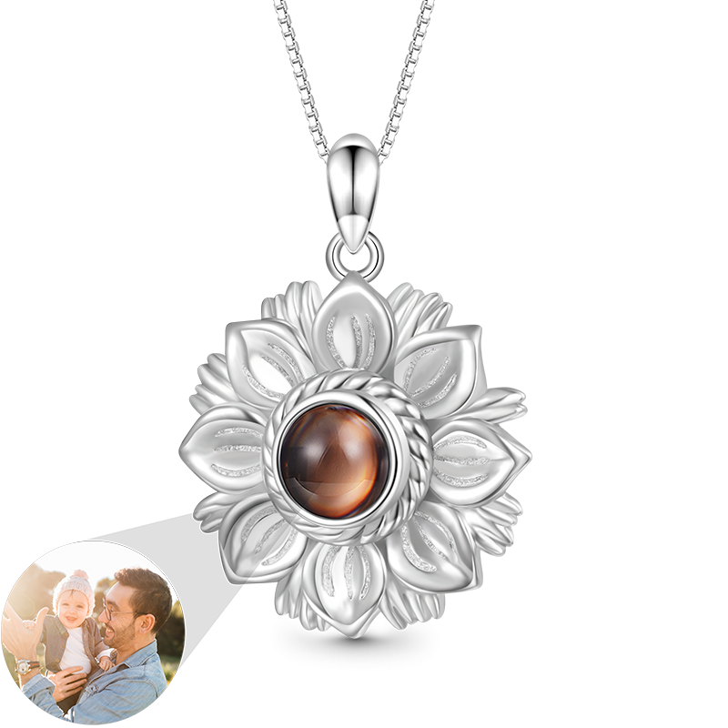 Gnoce Projection Sunflower Personalized Photo Necklace_1
