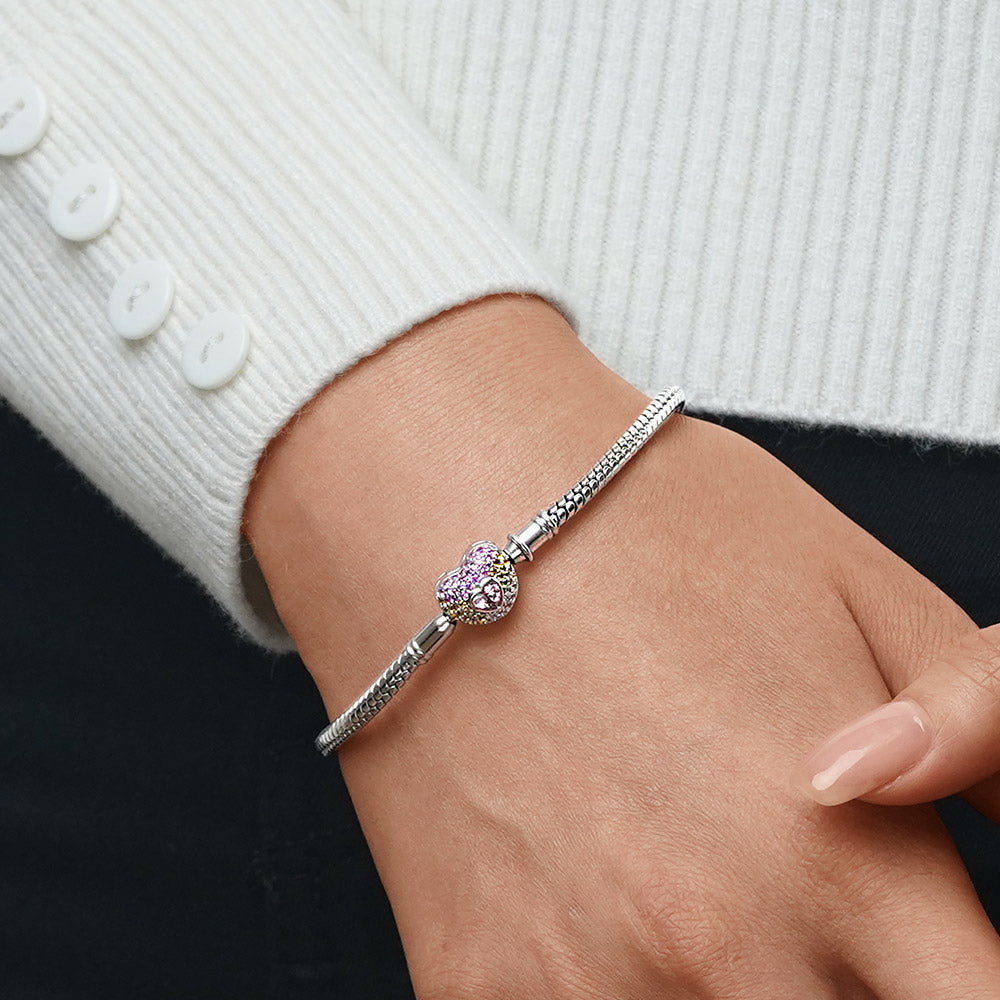 Gnoce Sparkling Heart Engravable Basic Snake Chain Bracelet_5